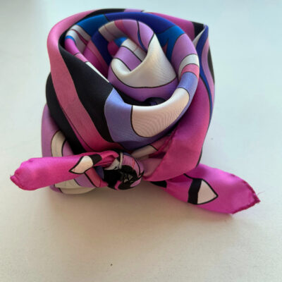 SCARF PINK POP ART PRINTED ON SILK TWILL