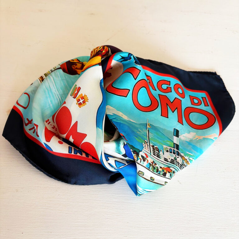 SCARF SILK TWILL PRINTED VINTAGE COMO LAKE