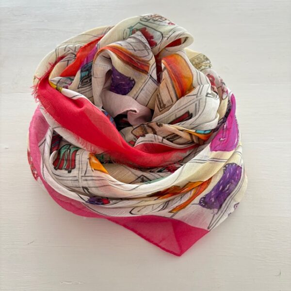 SCARF MAXI FOULARD PRINT MODAL SILK LINEN