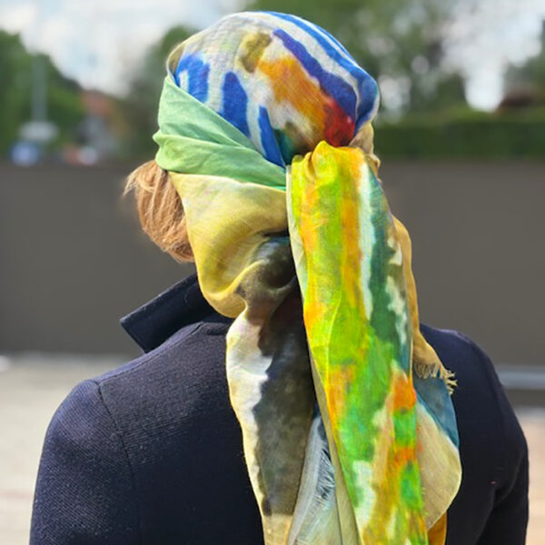 SCARF FOULARD SILK LINEN MODAL PRINTED