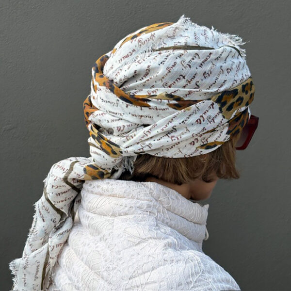 SCARF MAXI FOULARD SILK LINEN MODAL PRINTED